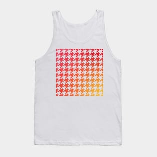 Houndstooth Pattern Warm Red Orange and Yellow Gradient Tank Top